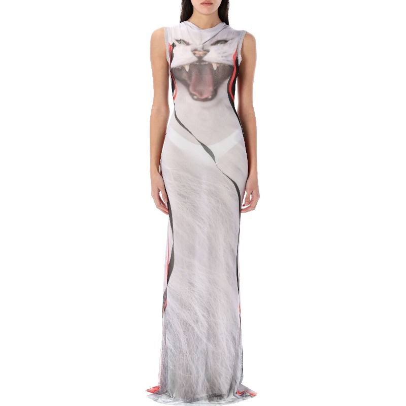ワンピース OTTOLINGER CAT PRINT MESH MAXY DRESS (10150030102 PRIWHT)