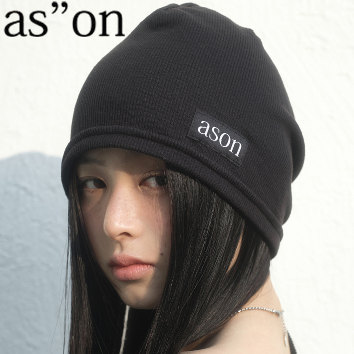 満点の ☆as''on☆MOON BEANIE (as BLACK☆正規品/韓国送料込 / 帽子