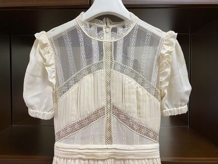 韓国 半袖 ロング丈 ティアード ワンピース パーティー用