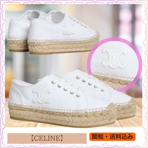 【CELINE】キャンバス◇カーフスキン◇エスパドリーユスニーカー