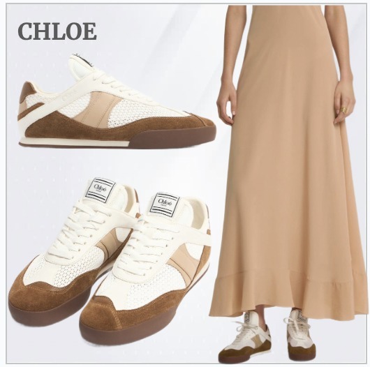 【Chloe】Kick レースアップ ローカットスニーカー、カジュアル