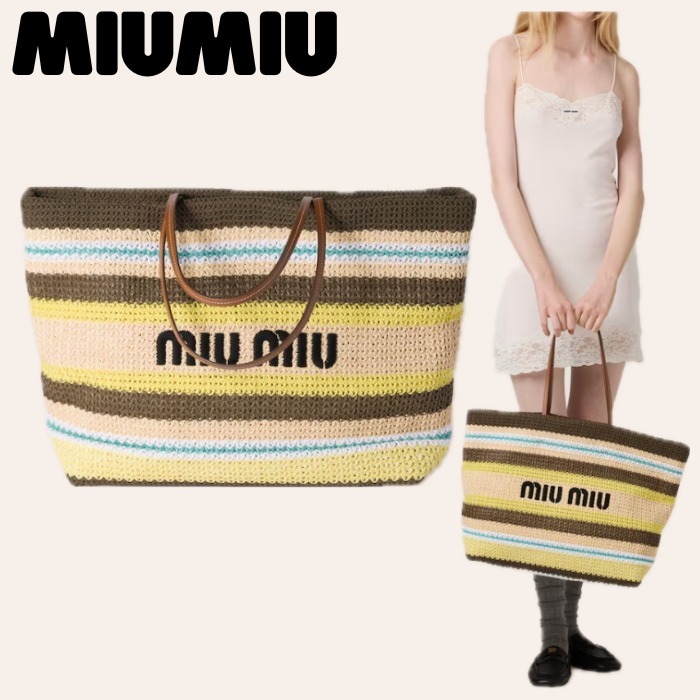 MIUMIU ミュウミュウ ラフィア ワイド トートバッグ