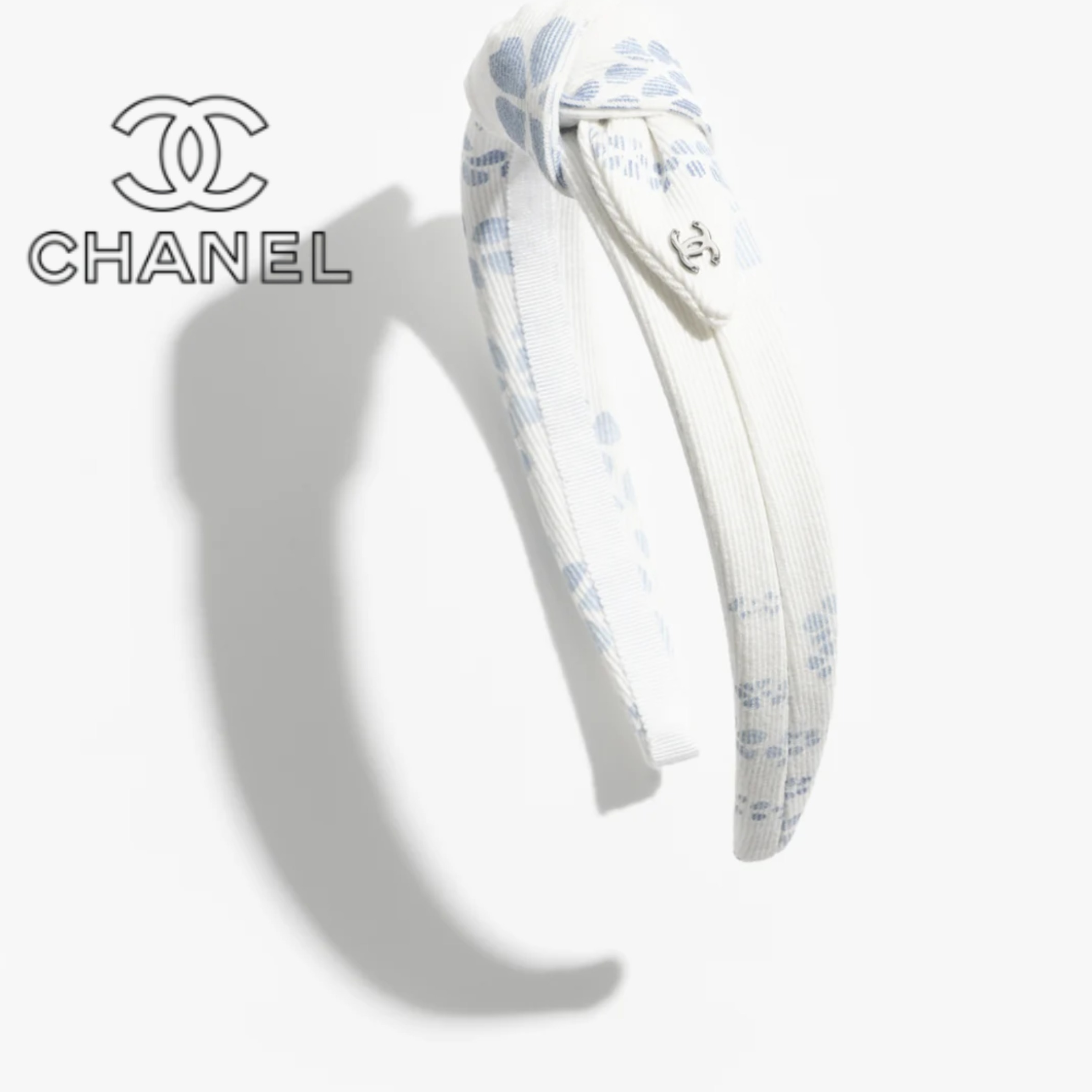 《CHANEL》ココビーチ ヘアバンド カチューシャ ホワイト ブルー