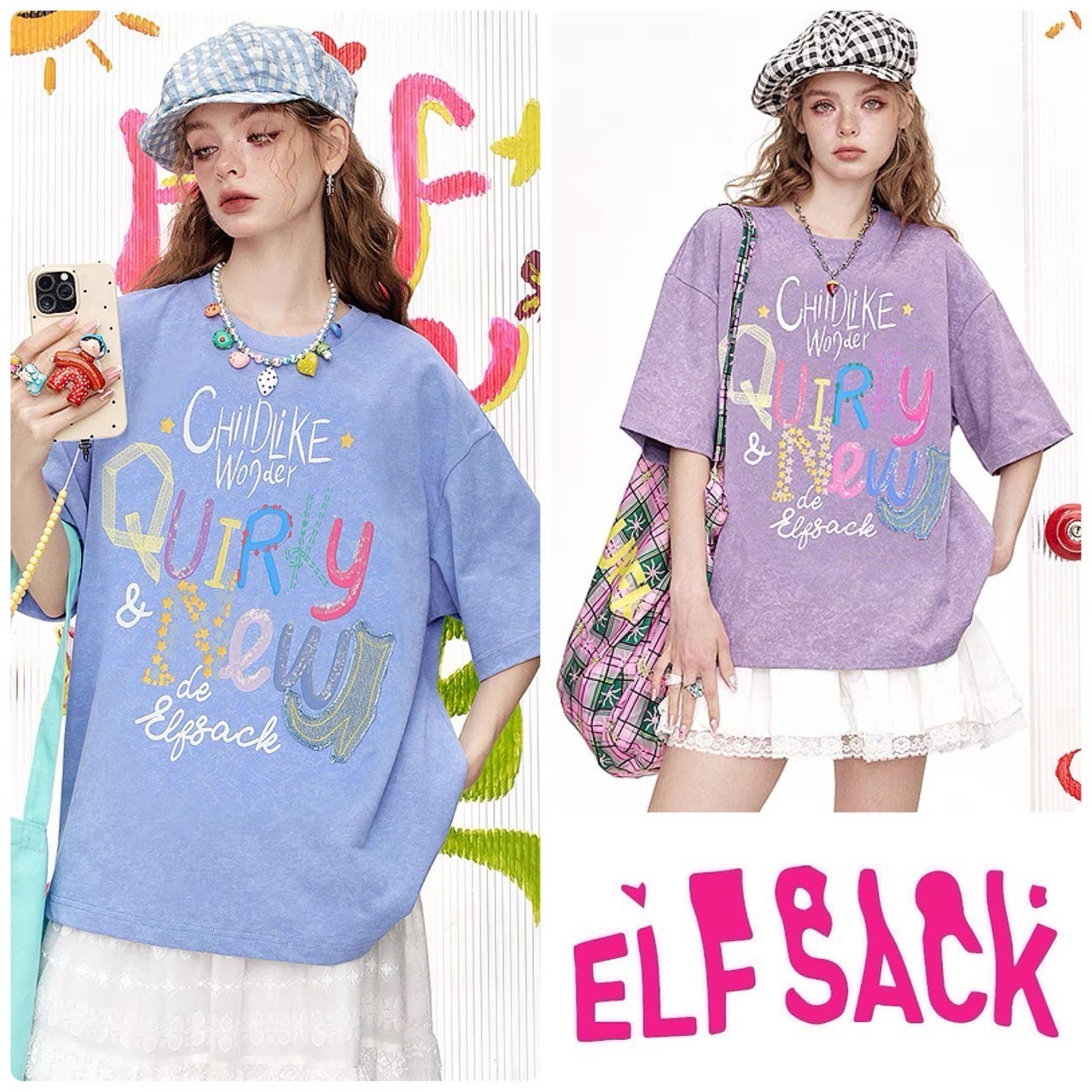 ★ELF SACK★アルファベット プリント デザイン Ｔシャツ/送料込