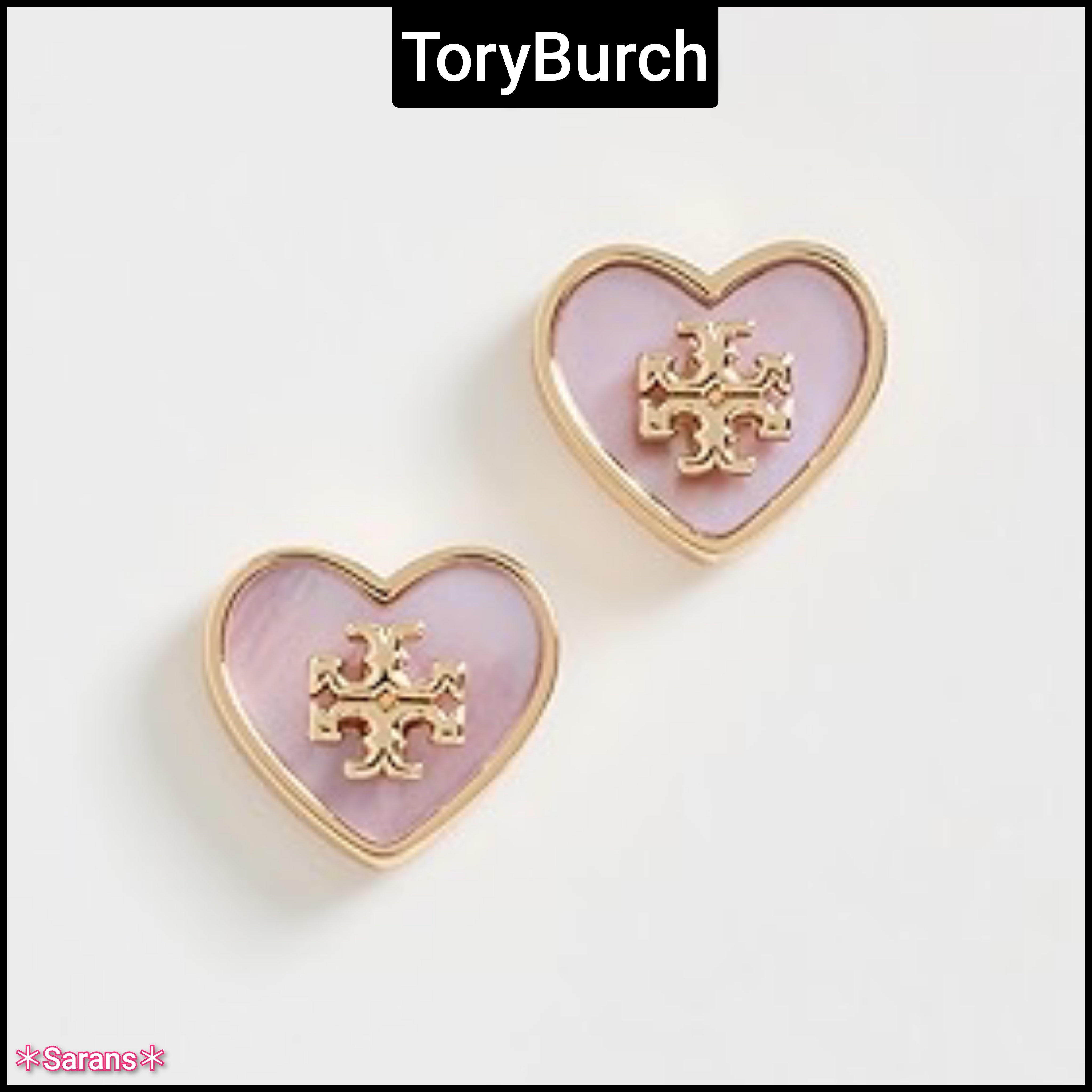 *Tory Burch* キラハートスタッド ピアス ピンク