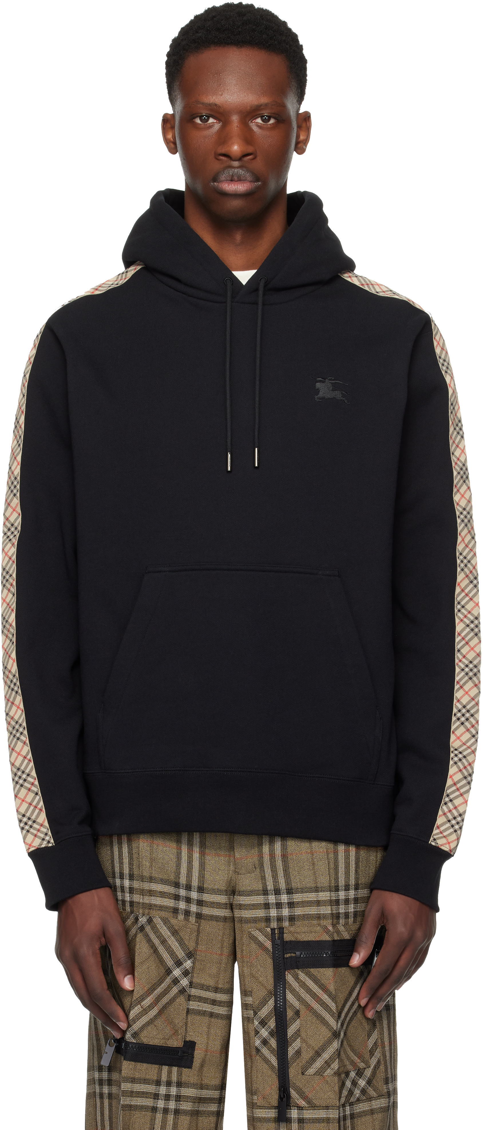 【関税込み】Burberry ブラック Check Tape フーディ