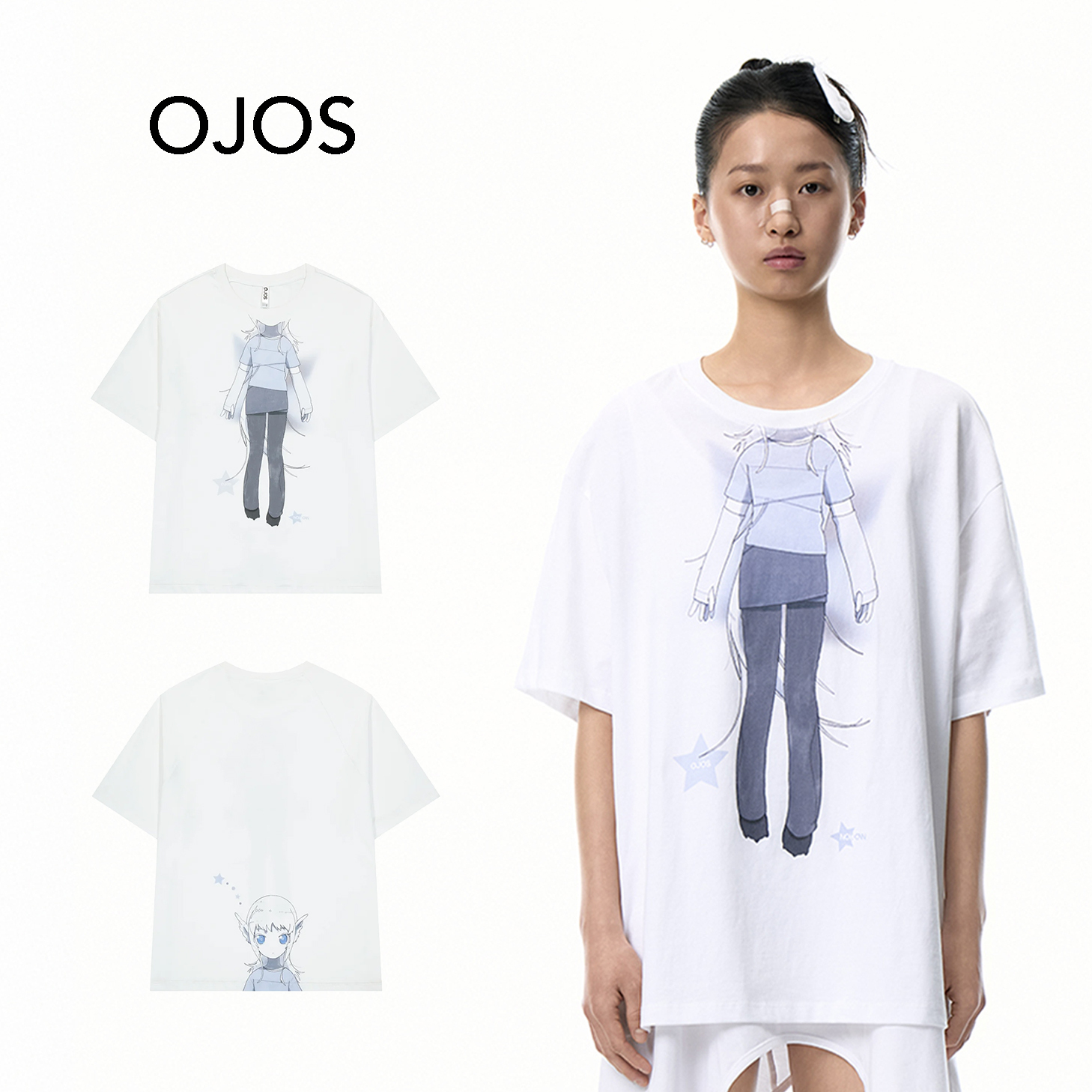 Tシャツ・カットソー OJOS x NOITOW SHU : 25SS / Portrait T-shirt (White)