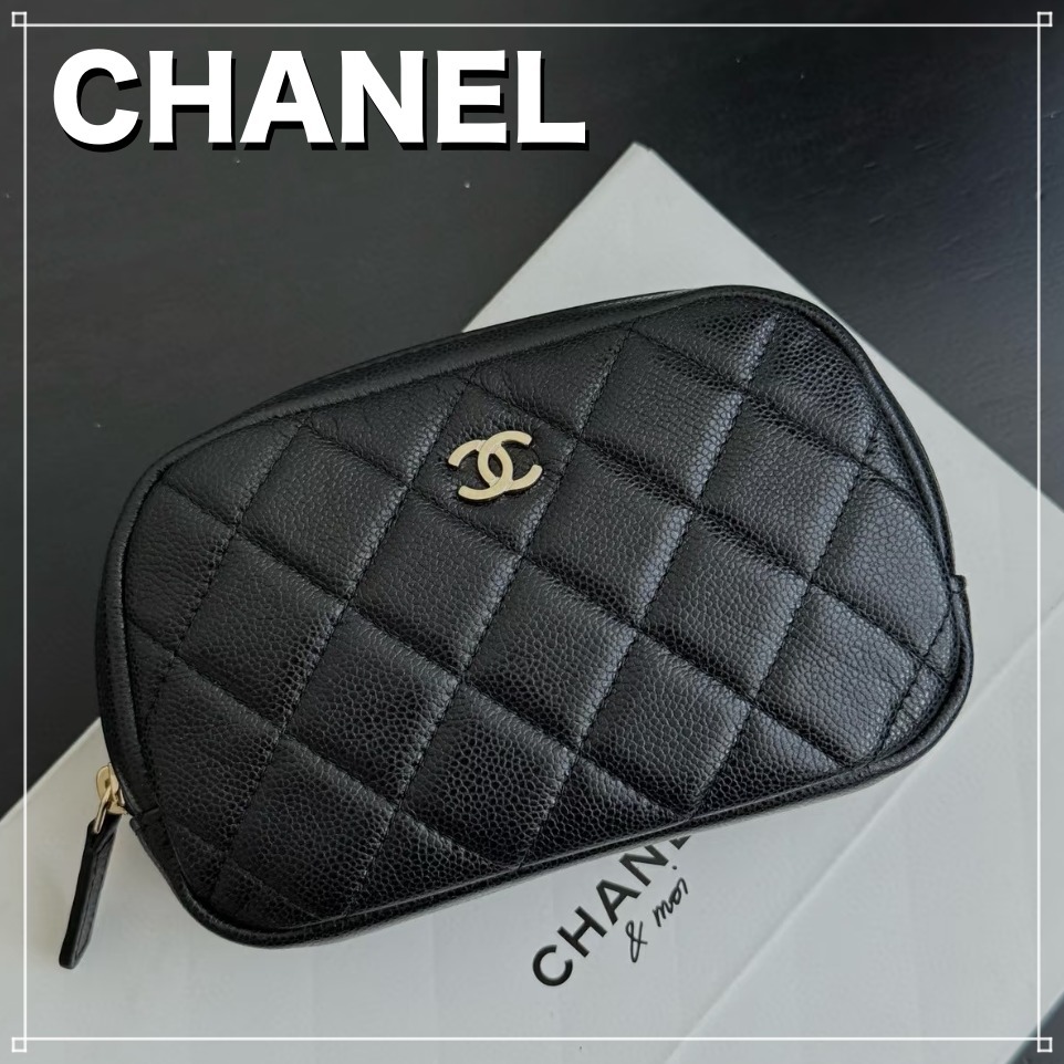 CHANEL マトラッセ ポーチ キャビアスキン ココマーク 小物入れ