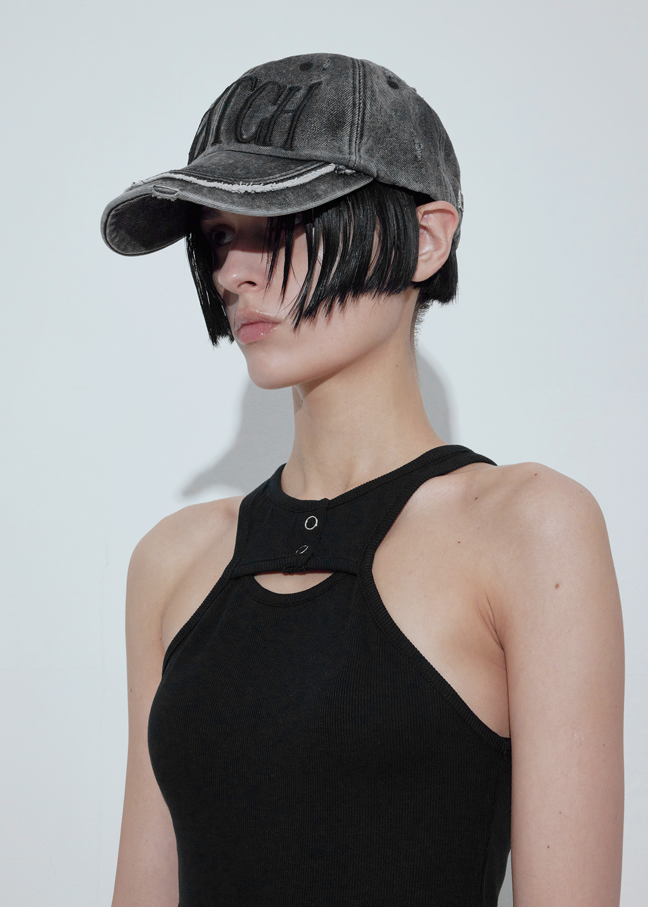 【BOHEMIAN SEOUL】\"25SS\" GLITCH WASHED DENIM BALL CAP