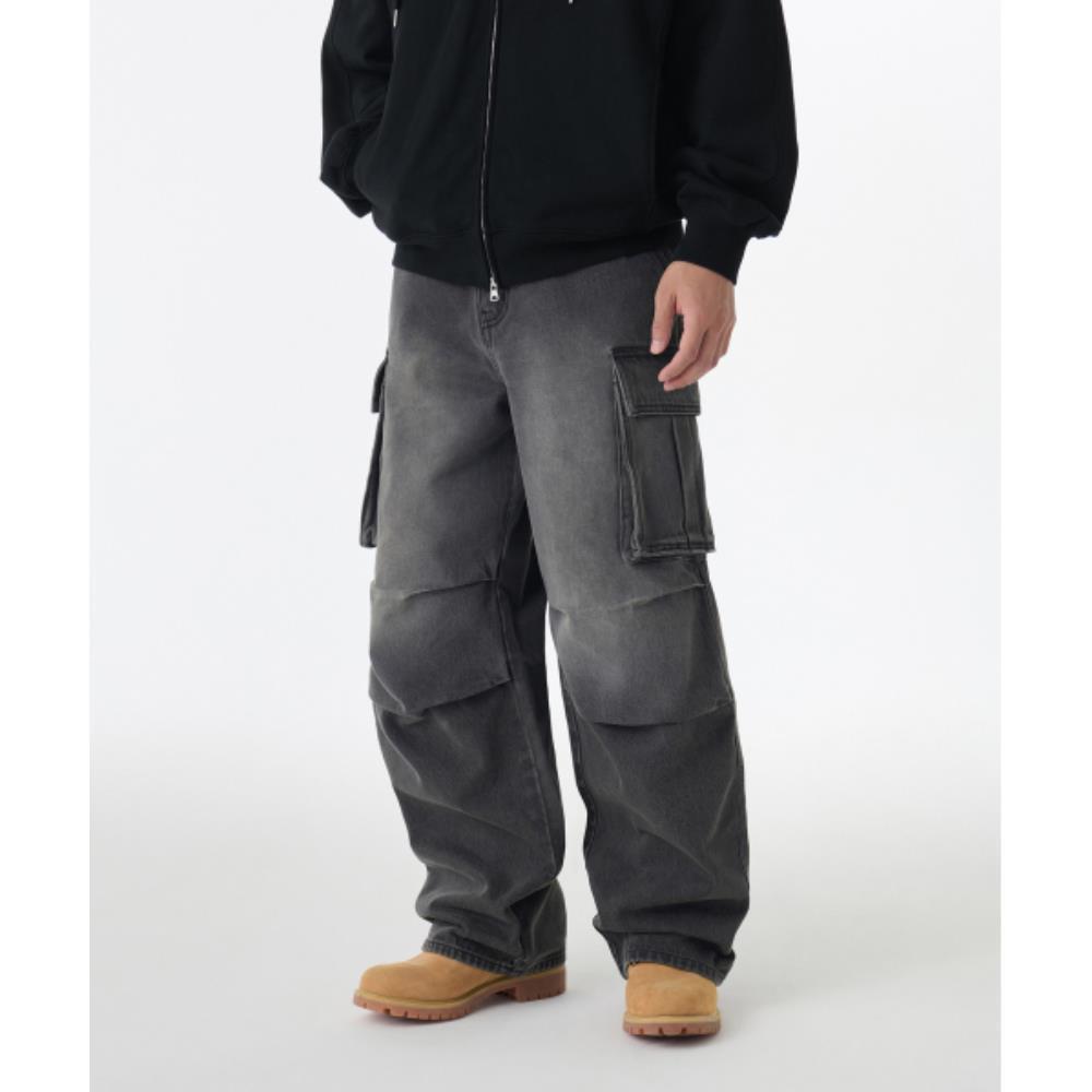 ★MUSINSA STANDARD★ Denim parachute cargo pants washed blac
