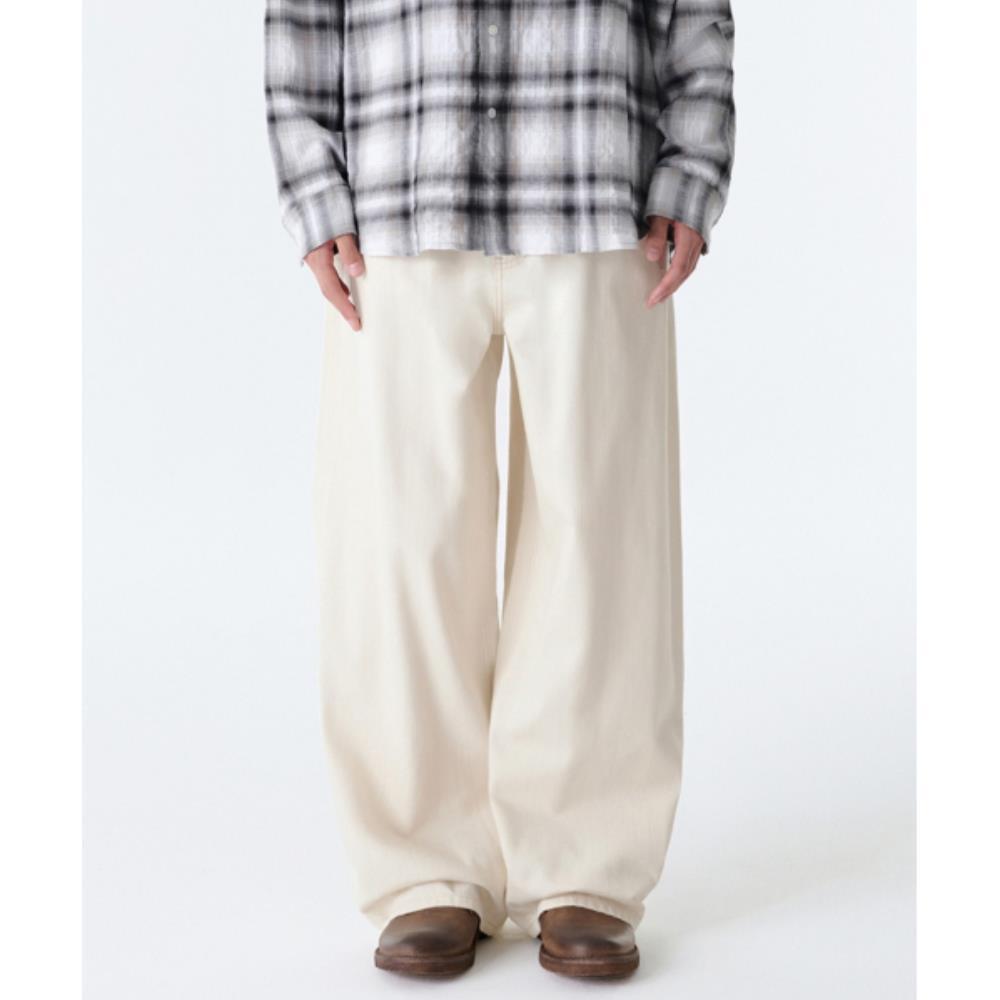 ★MUSINSA STANDARD★ Linen-like extra wide denim pants cream