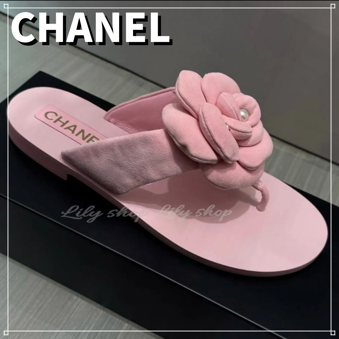 CHANEL ピンクサンダル カメリア レディース ミュール 正規品