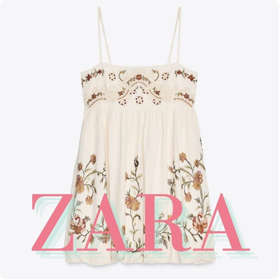 ZARA ZW COLLECTION ショート丈刺繍ワンピース 5107/076