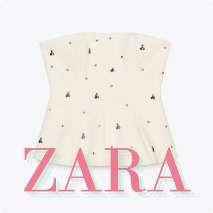 ZARA ザラ リボン ストラップレス タフタ トップス S｜Yahoo