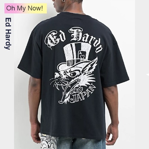 《 Ed Hardy 》Japan Wolf Vintage Black T-Shirt