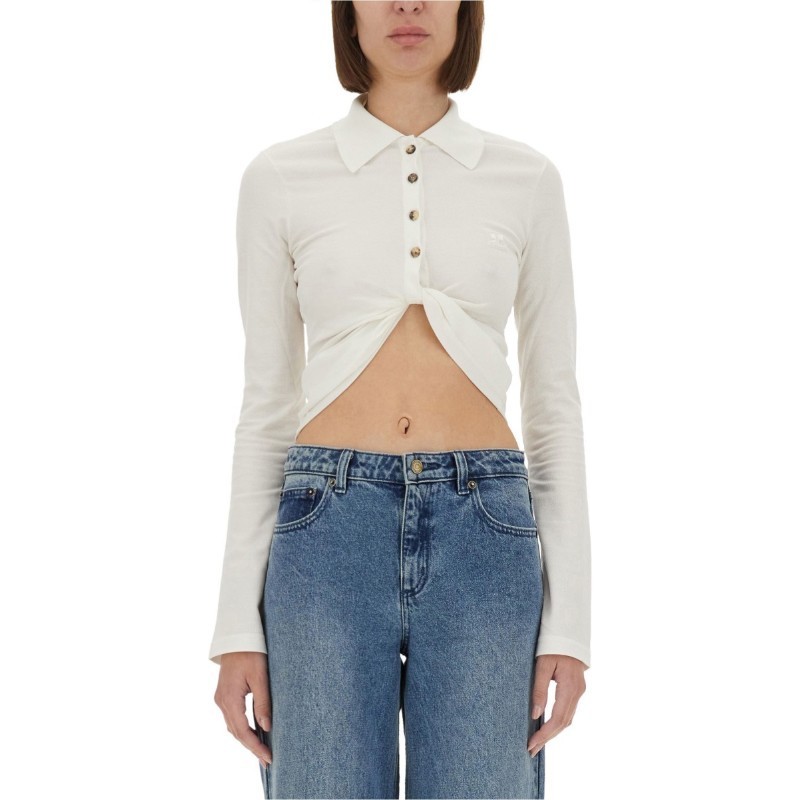 Tシャツ・カットソー Courreges CROPPED POLO SHIRT \
