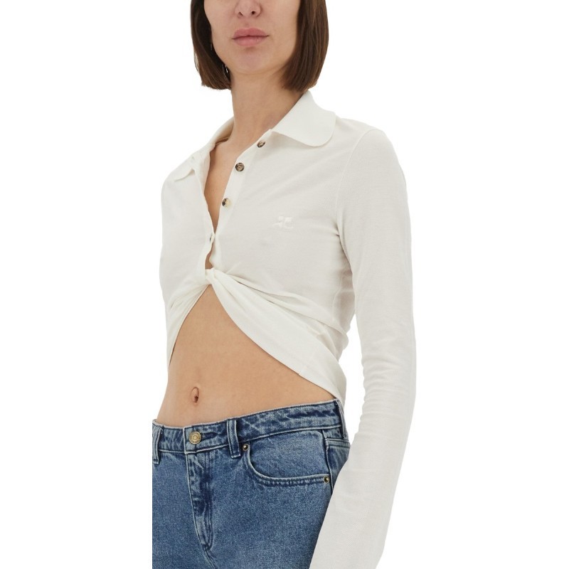 Tシャツ・カットソー Courreges CROPPED POLO SHIRT \"TWIST\" (225JPO048 JS01930001)