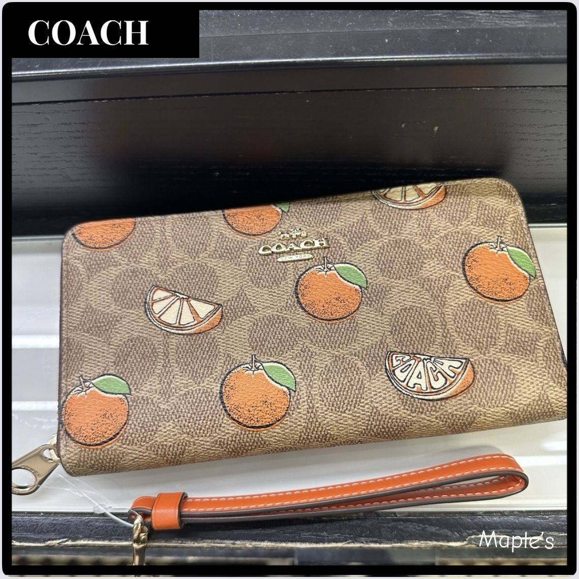 【COACH】Long Zip Around Wallet/Orange