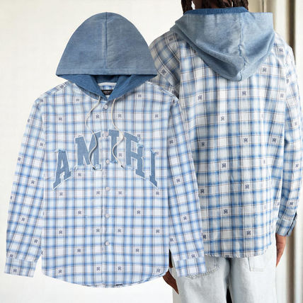 AMIRI アミリ クリスタルプリントチェック柄シャツ ブルー AMIRI チェック フランネルシャツ | ブルー | FARFETCH JP