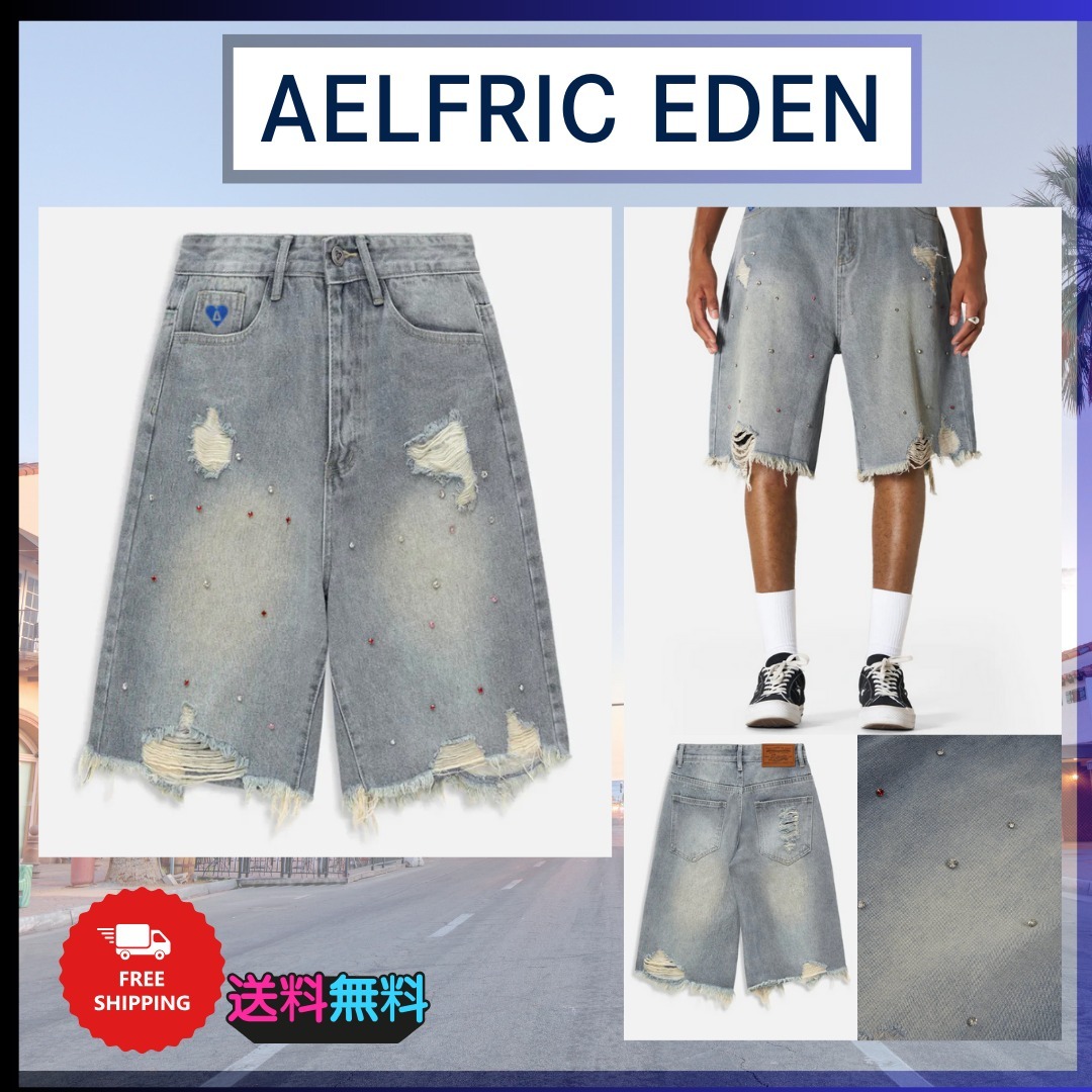 関税送料込【Aelfric Eden】パール装飾 バギー ジョガーパンツ