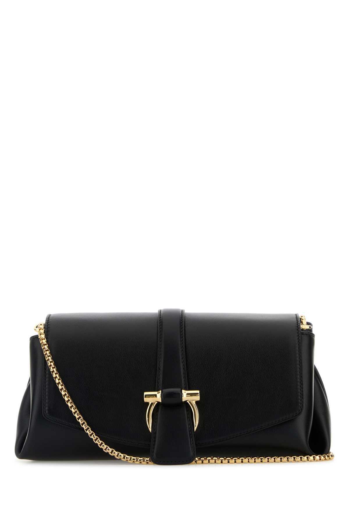 【関税&送料込】Salvatore Ferragamo Black Leather Shoulder B