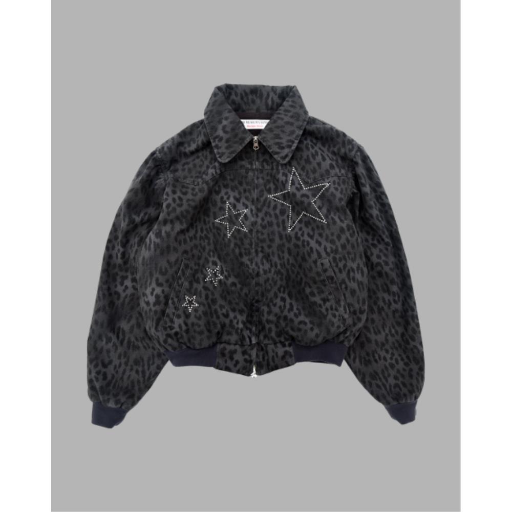 ◆THE MUSEUM VISITOR◆ HOT FIX LEOPARD WORK JACKET CHARCOAL