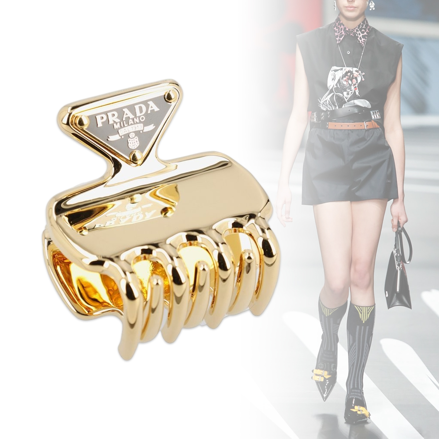 ◆PRADA◆ ロゴ ディテール クロー ヘア クリップ