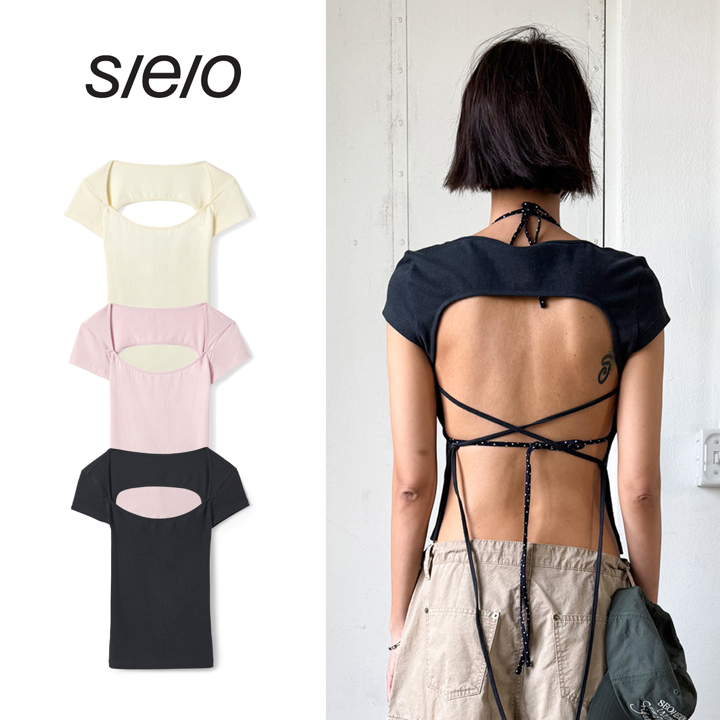 Tシャツ・カットソー s/e/o : 25SS / OPEN BACK CAP SLEEVE TOP (3COLORS)