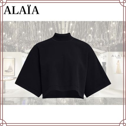【ALAIA】ニット クロップドTシャツ ブラック