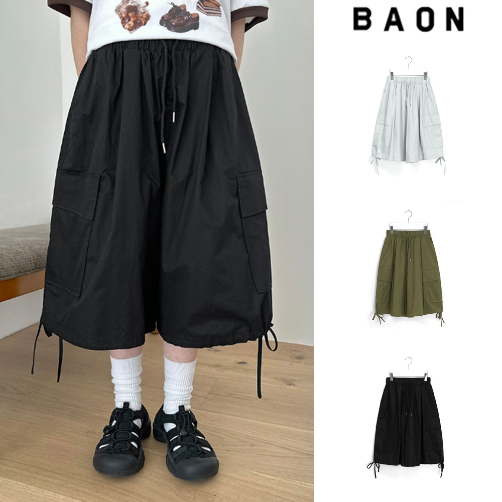【BAON】[unisex] Gemd Banding Balloon Bermuda Cargo Pants