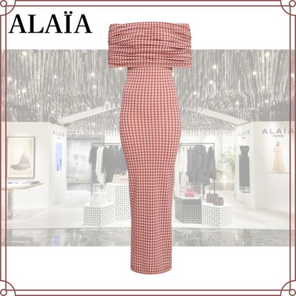 【ALAIA】ギンガム ニットドレス レッド