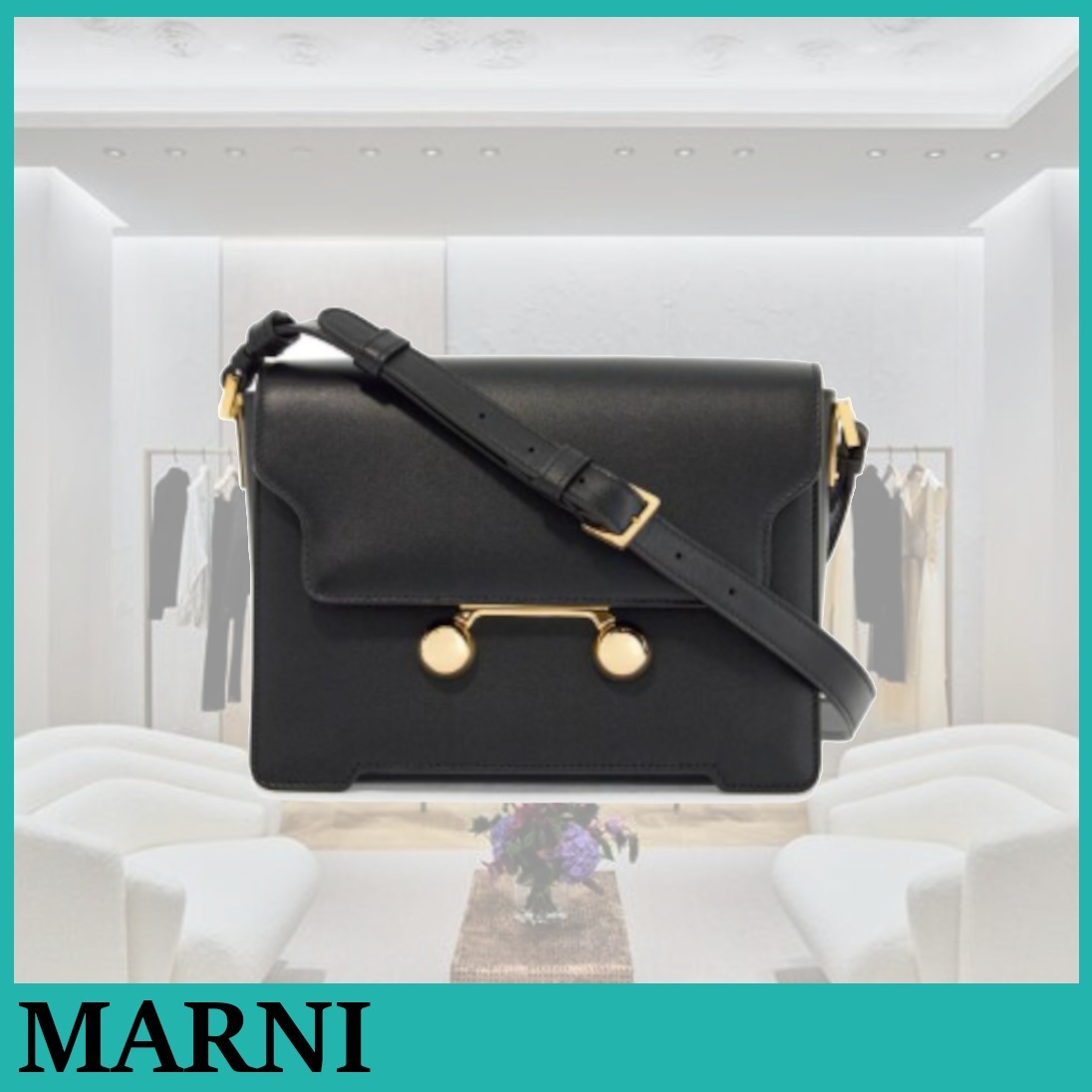MARNI★ブラック カーフスキン ショッピングバッグ