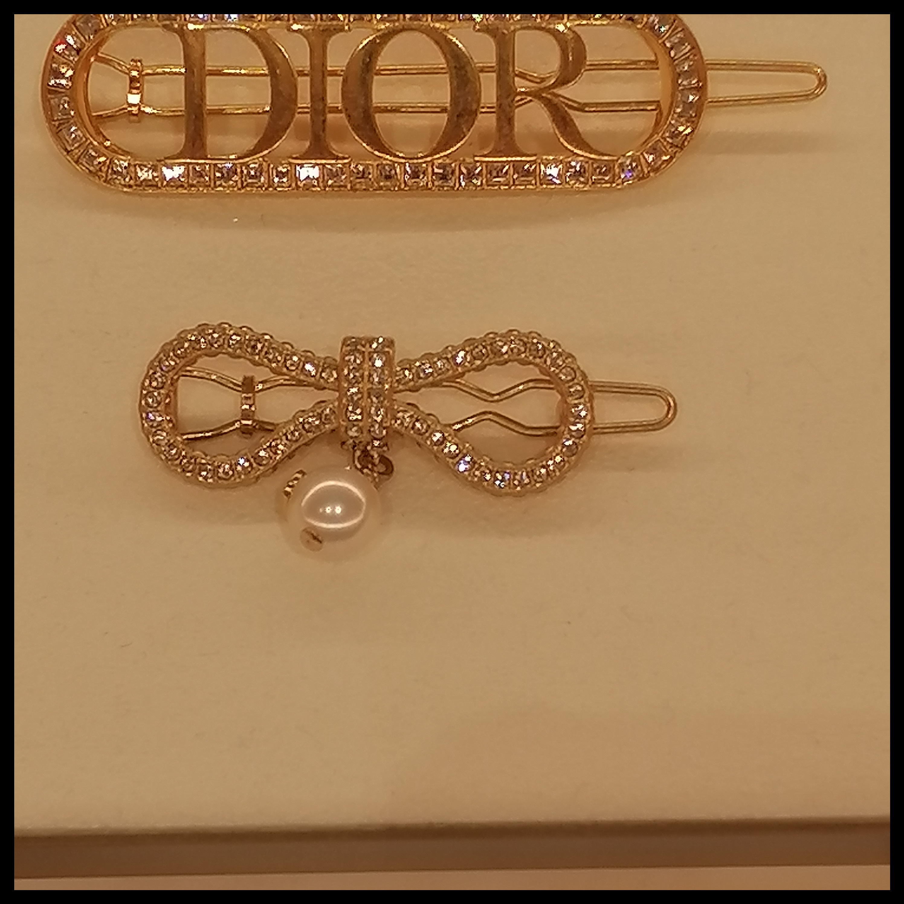 ◆Dior◆Le Noeud deDior バレッタメタルレジンパールクリスタル