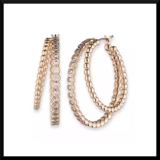 ピアス RALPH LAUREN Gold Tone Bead Split Hoop Earrings