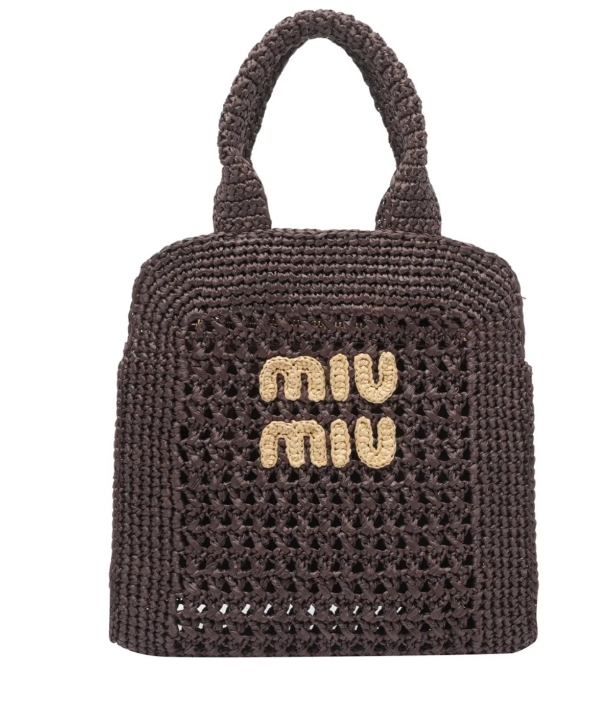 【MIU MIU】ラフィアエフェクトウーブン トートバッグ