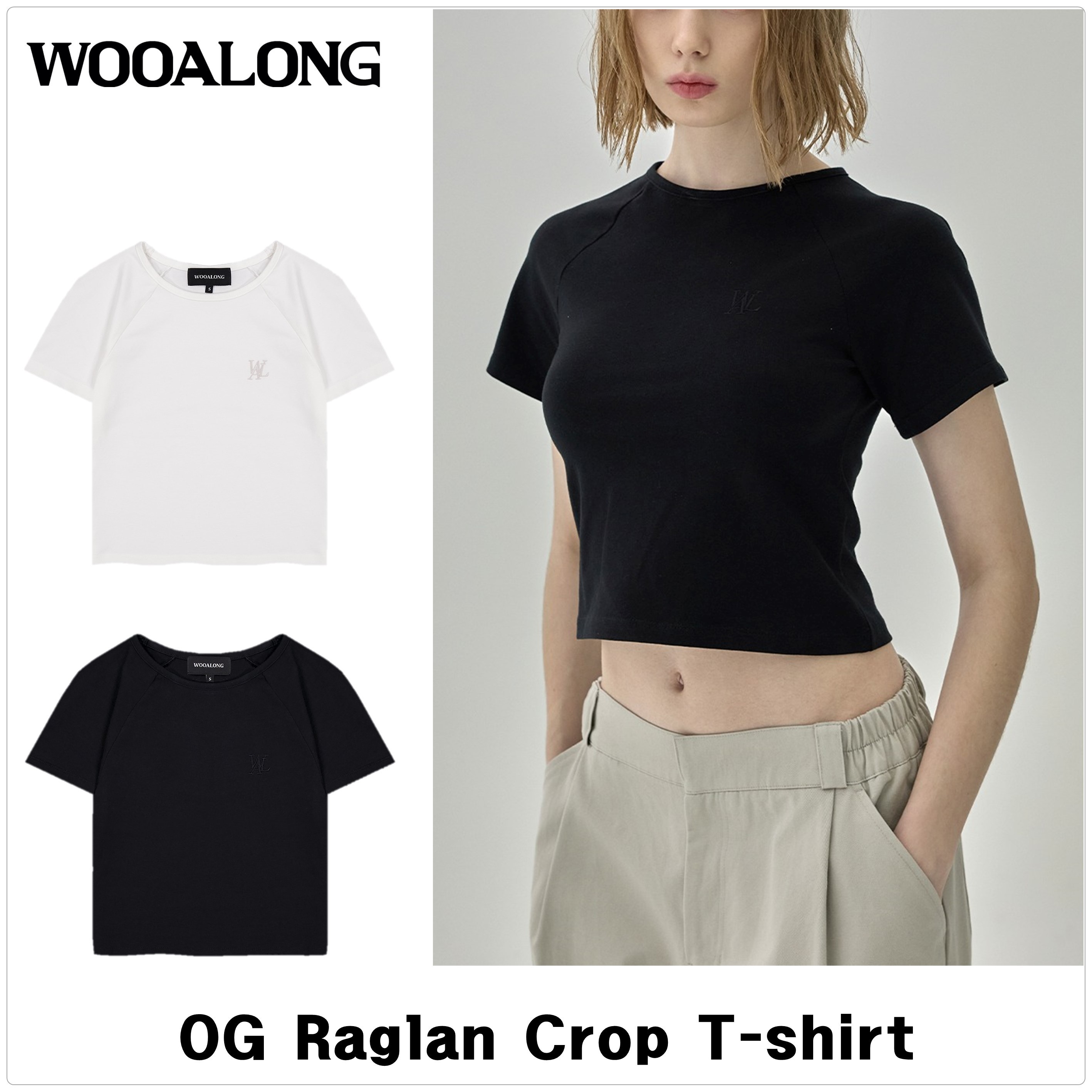 [WOOALONG]OG Raglan クロップ Tシャツ★新作・25SS★レディース