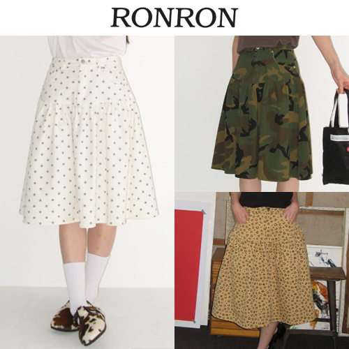 ★2025SS新作★RONRON★SHIRRING FLARE MID SKIRT