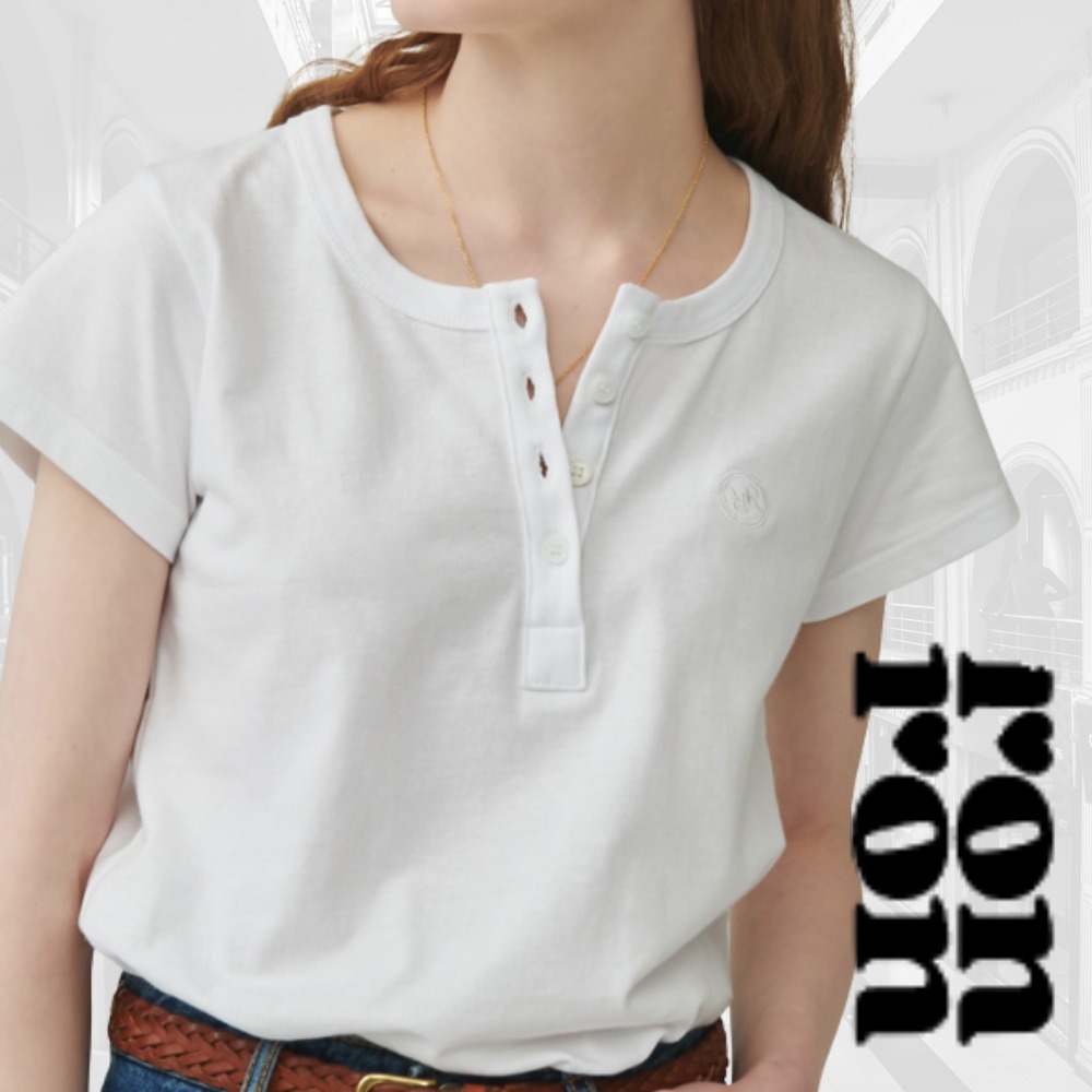 Tシャツ・カットソー RONRON HENRYNECK HALF T SHIRT WHITE [RR22BST1311WH]