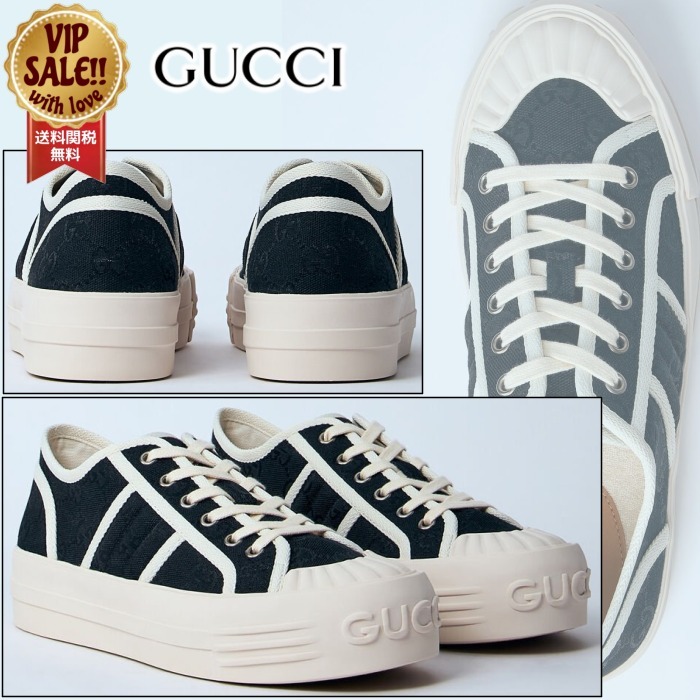 【GUCCI】 チャンキースニーカー ブラック ロゴ 【グッチ】