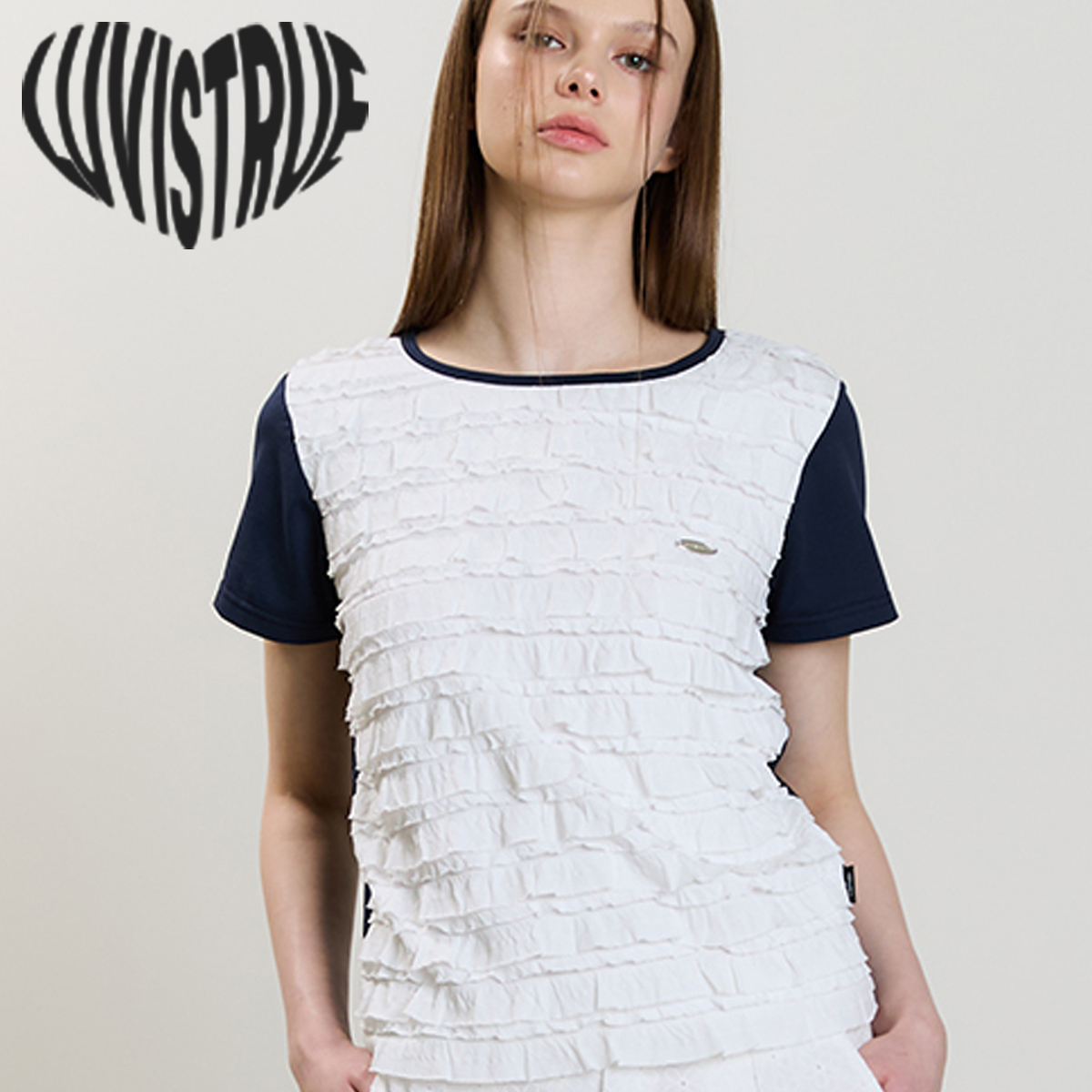 ★LUVISTRUE★SM FRILL TEE(NAVY)★正規品/韓国直送料込/人気