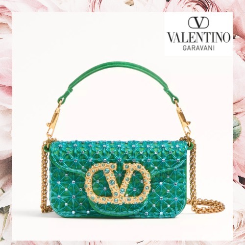 【VALENTINO】ロコ エンブロイダリー ジュエルロゴ ショルダー