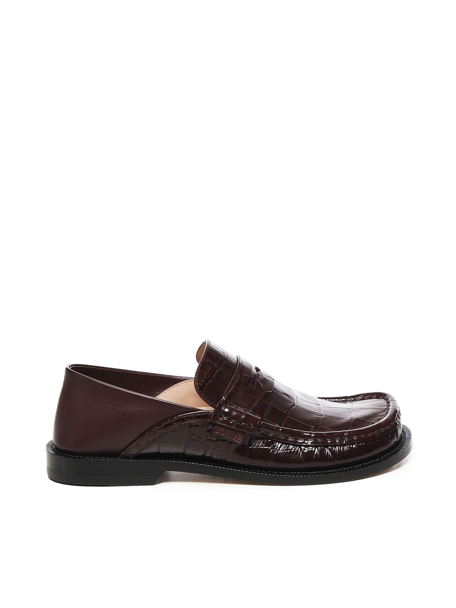 【送料&関税込】Loewe Burgundy Leather Campo Loafers
