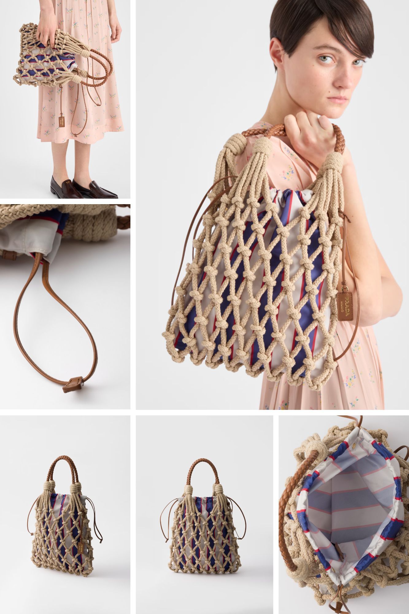 2025新作◆PRADA◆ヌエ ミディアム コットンマクラメ バッグ PRADA【入手困難】☆Noue☆ミディアム☆コットンマクラメ バッグ