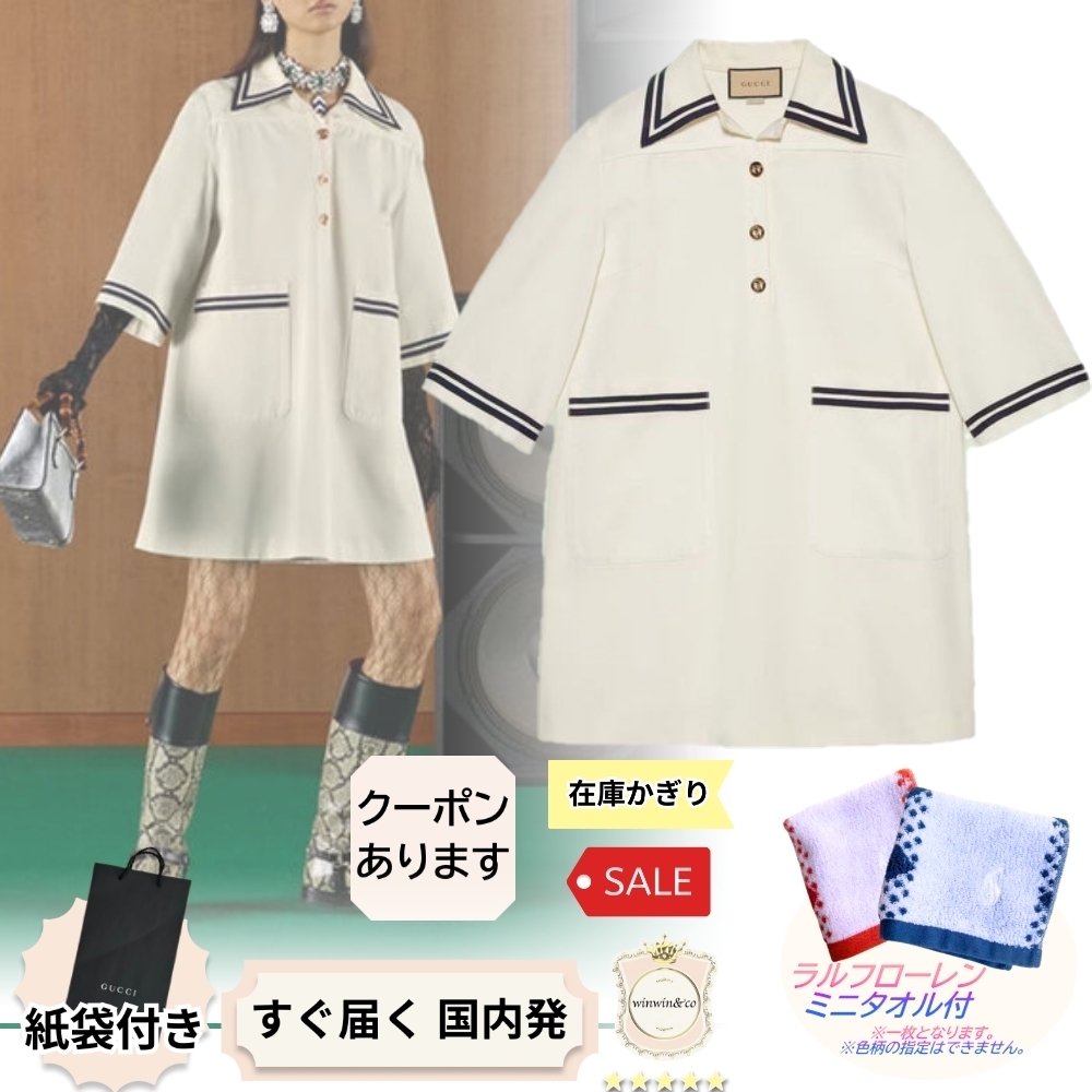 【完売必至】グッチ レトロマリンなテイスト 半袖ワンピース
