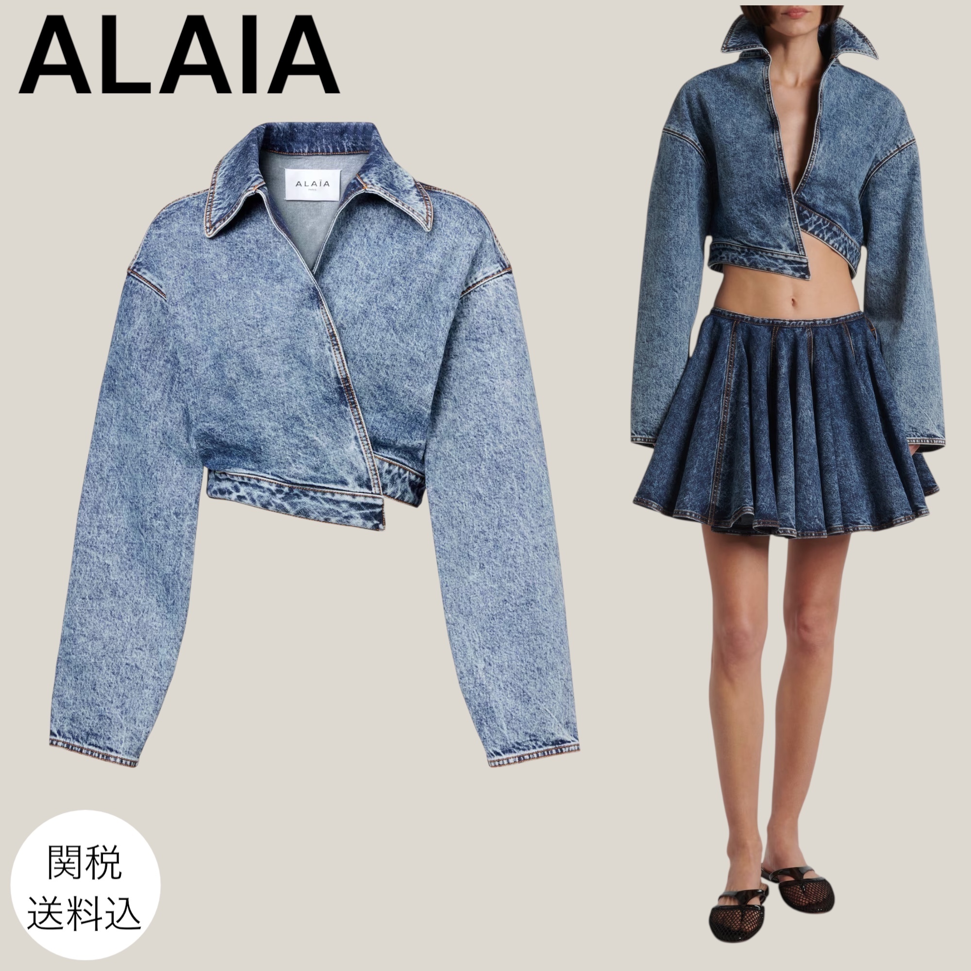 ALAIA♡ アシンメトリー クロップド デニムジャケット