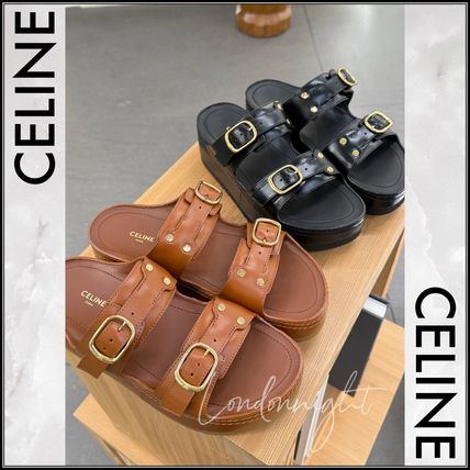 直営店【CELINE】ポリー ウェッジ ミュール カーフスキン