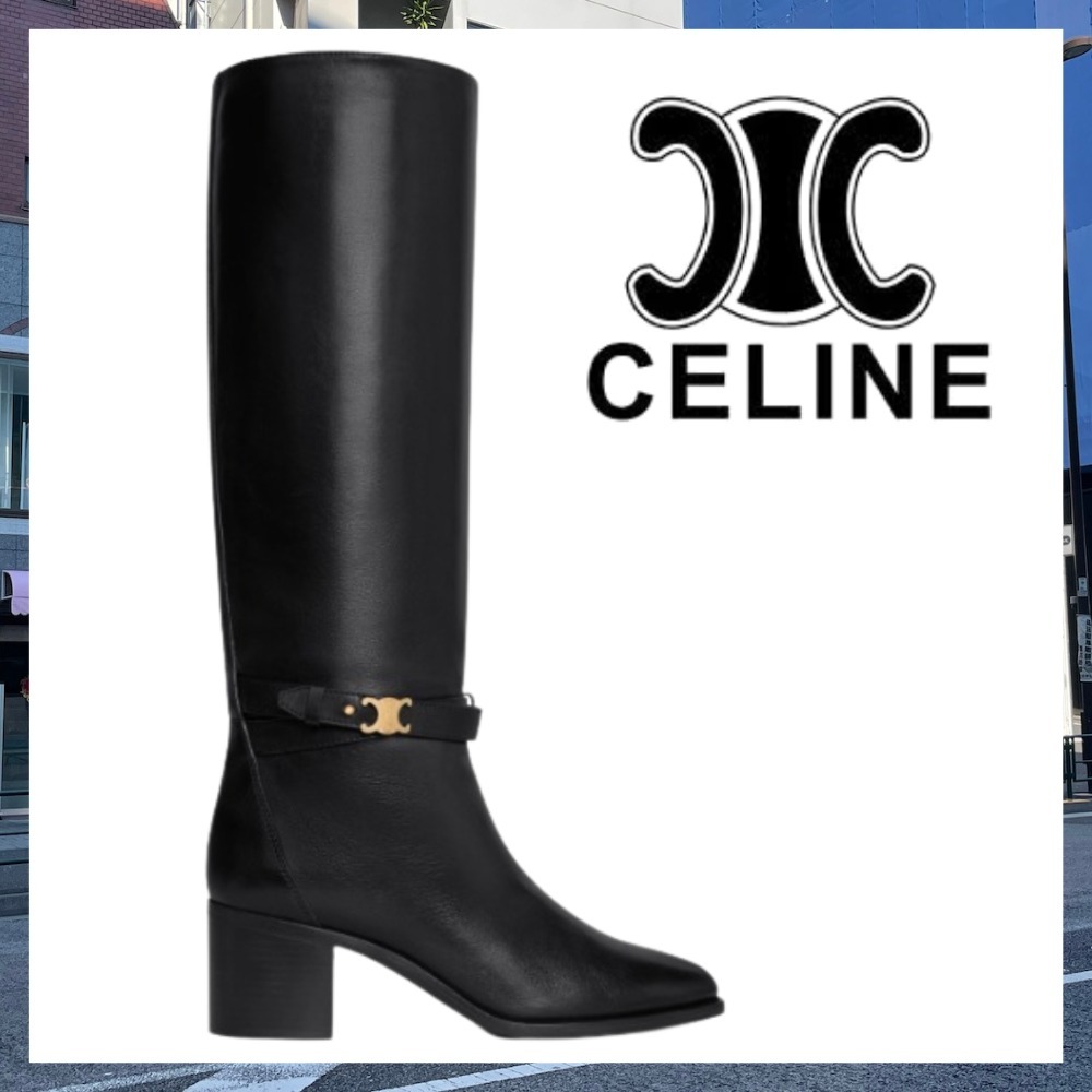 【売り切れ必須♪】CELINE レザー ストラップ ロングブーツ