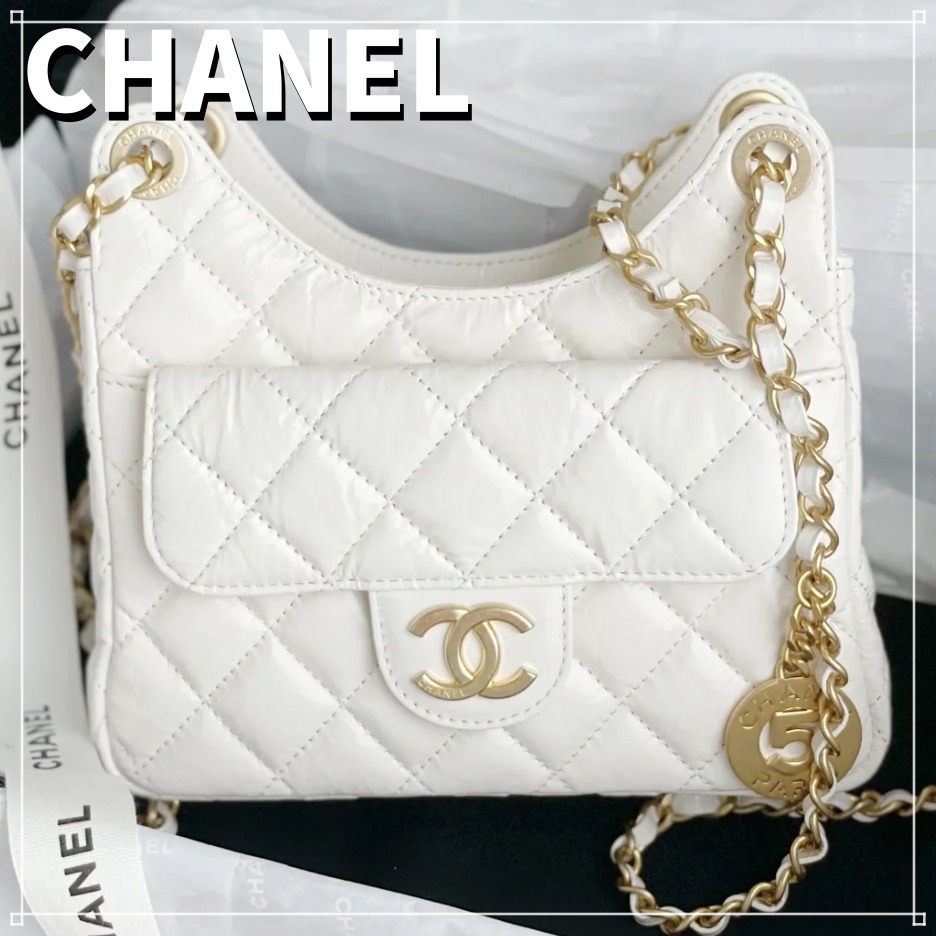 CHANEL ホーボーバッグ CCロゴ チェーンショルダー ゴールド金具