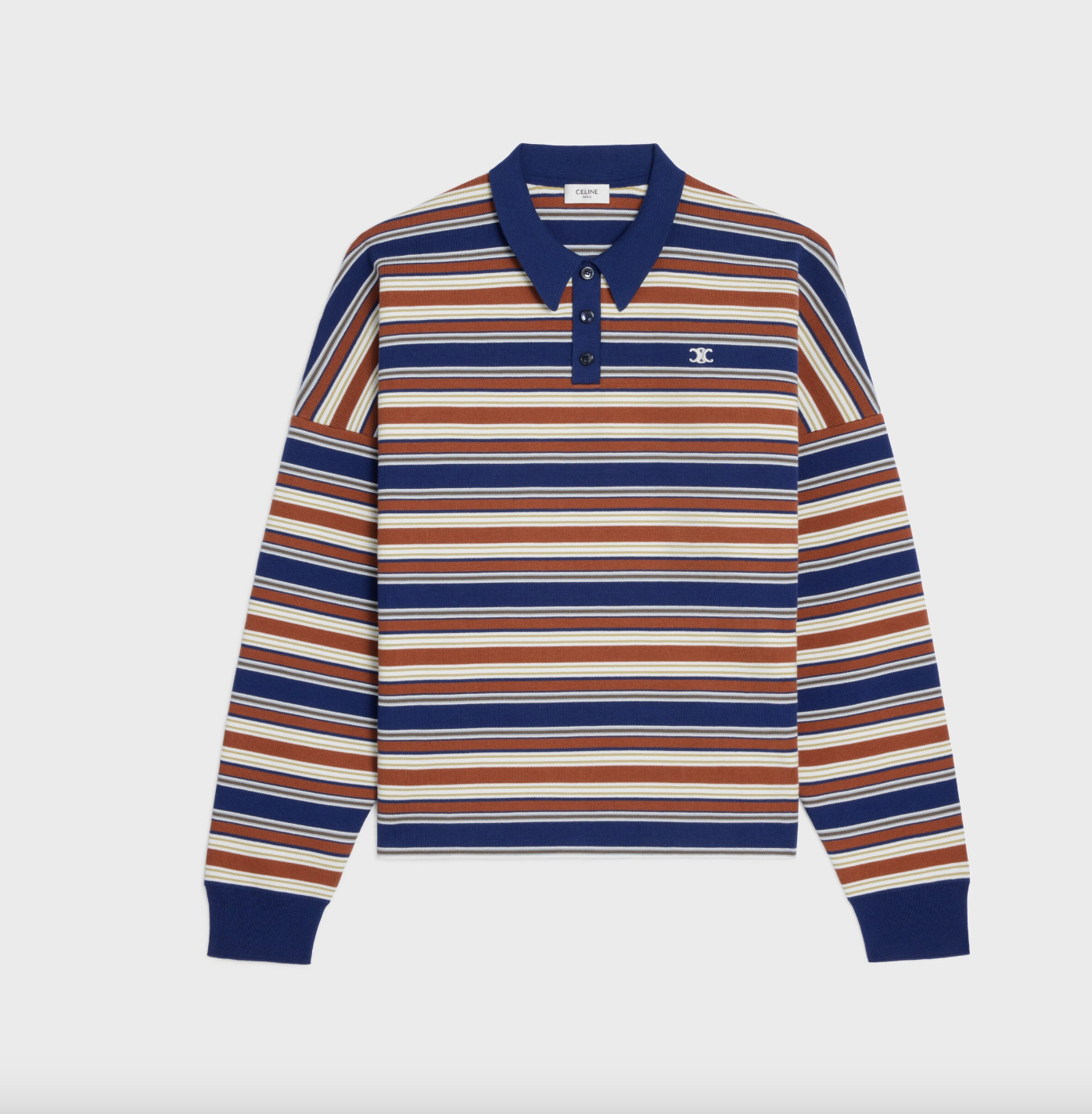 Tシャツ・カットソー CELINE | triomphe loose polo in striped cotton