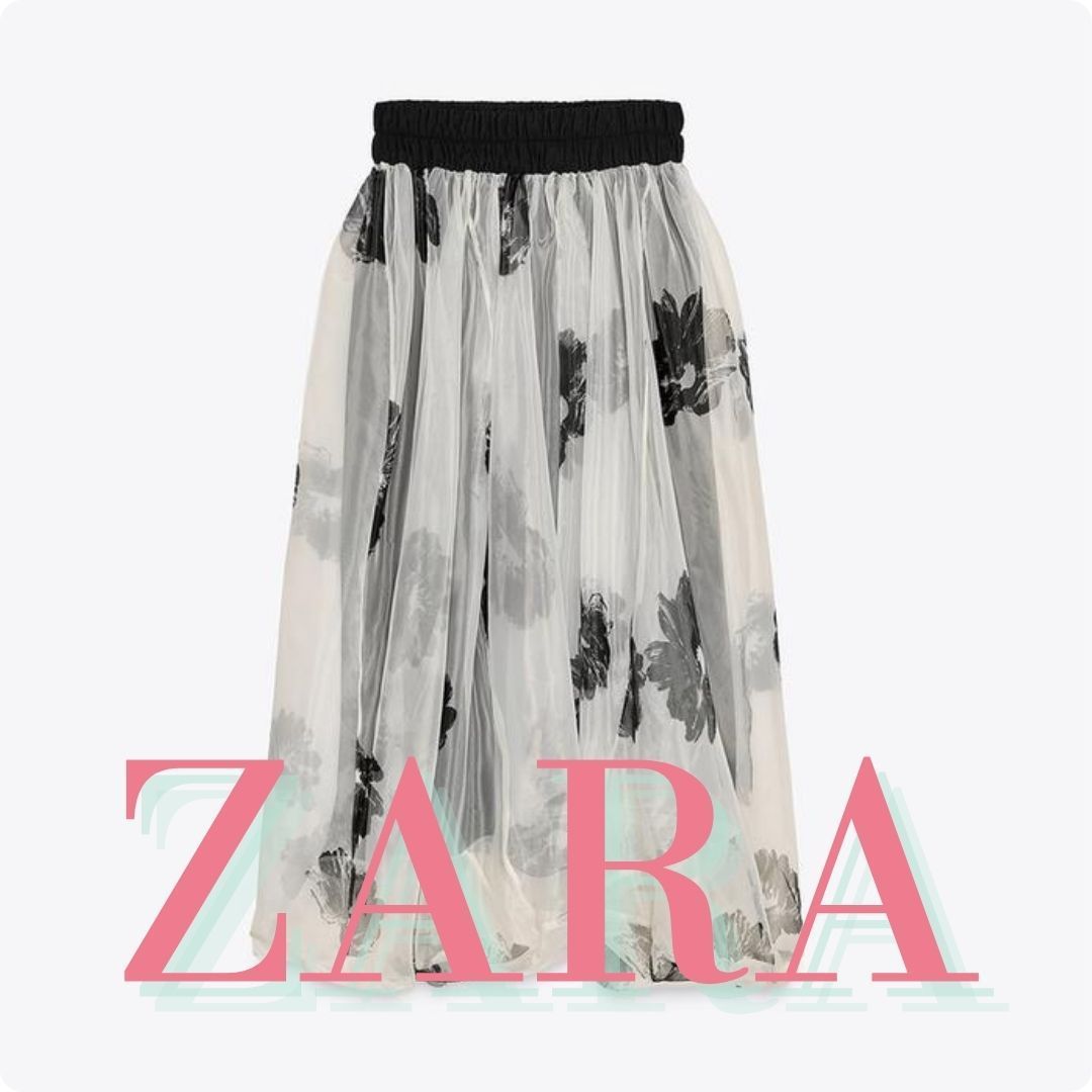 ZARA ZW COLLECTION プリント柄オーガンザワンピース 3405/151